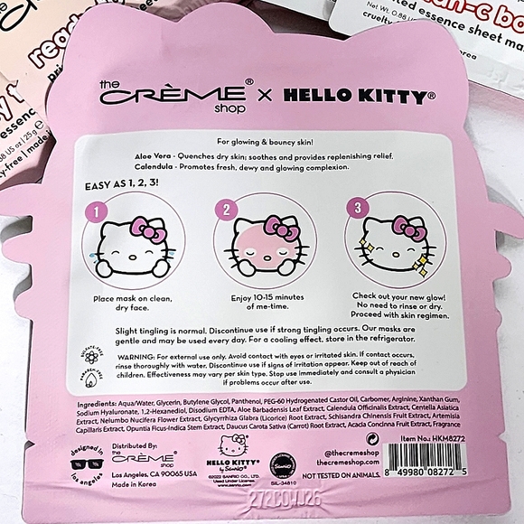 9 Pieces  The Creme Shop Hello Kitty Sheet Mask NEW - Picture 4 of 10